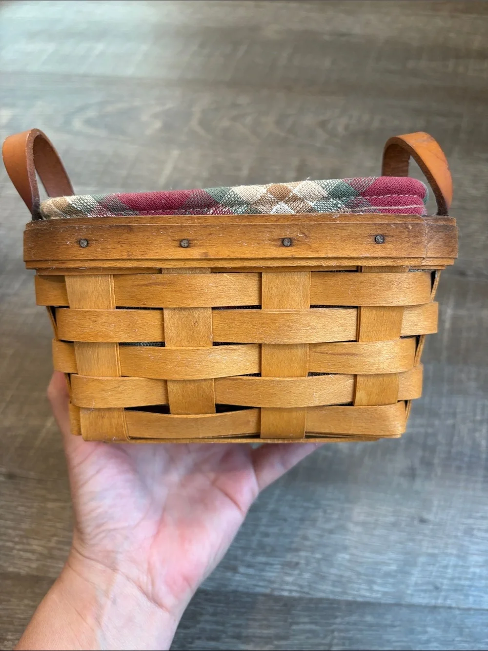 Longaberger Tea/Key Basket Leather Handles Lot of 2 READ